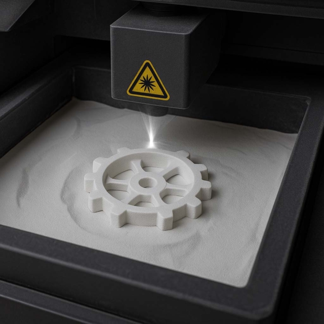 3d tisk sls laserovy prasny material kolo